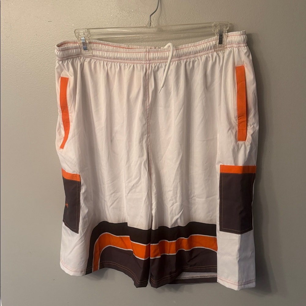 Men's Athletic Shorts in White and Orange